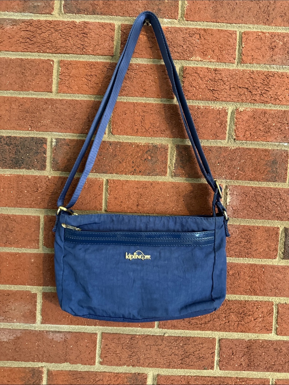 Kipling Jude Blue Nylon Crossbody Bag with Gold Tone Logo